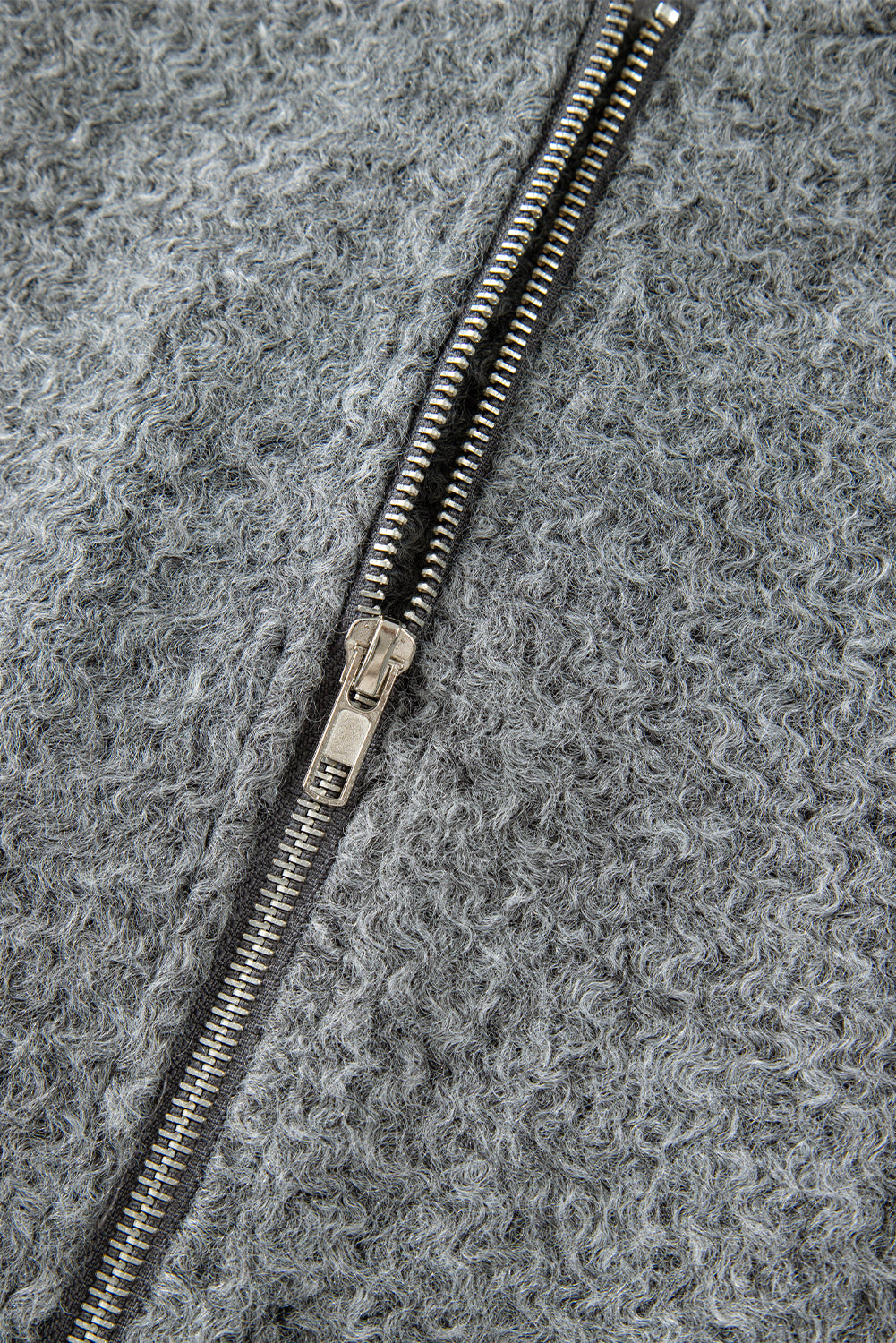 Medium Grey Fuzzy Zip Up Pocketed Sleeve Jacket-Chaelisa's New Jammies