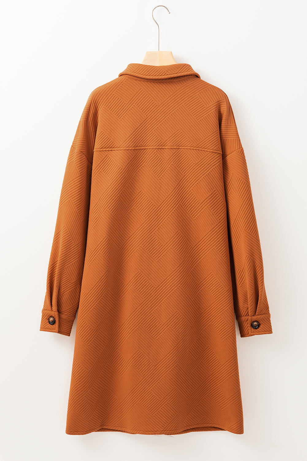 Gold Flame Textured Collared Drop Shoulder Buttoned Front Duster Coat-Chaelisa's New Jammies