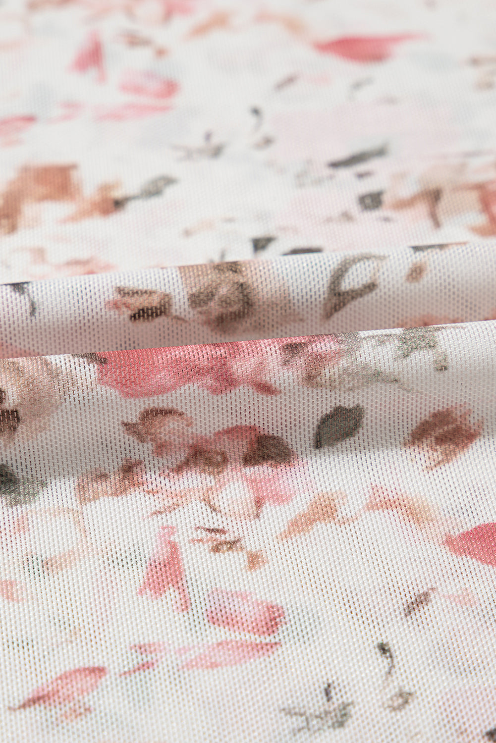 Pink Floral Long Sleeve High Neck Sheath Mesh Blouse-Chaelisa's New Jammies