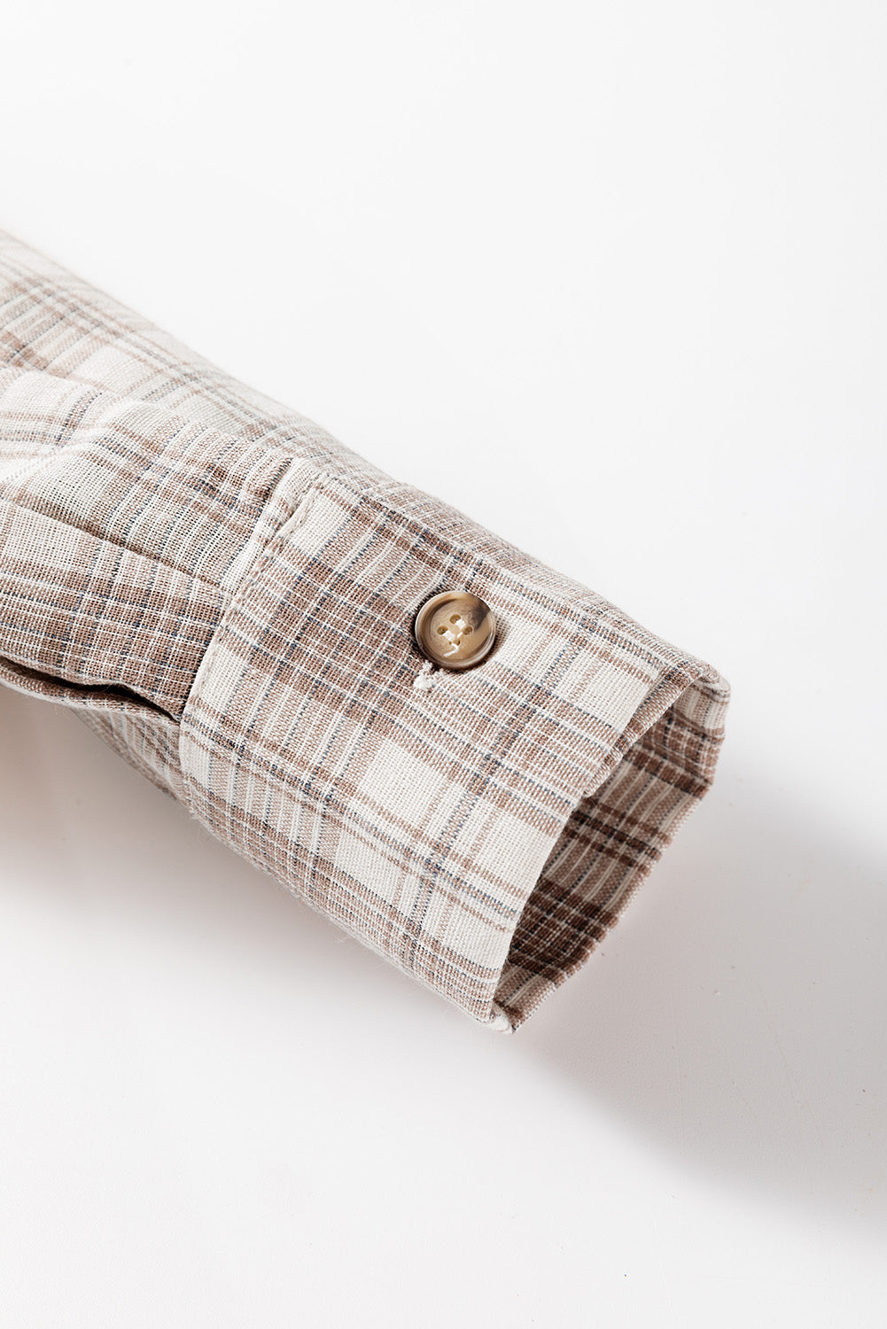 Khaki Checkered Print Loose Fit Buttoned Hooded Shacket-Chaelisa's New Jammies
