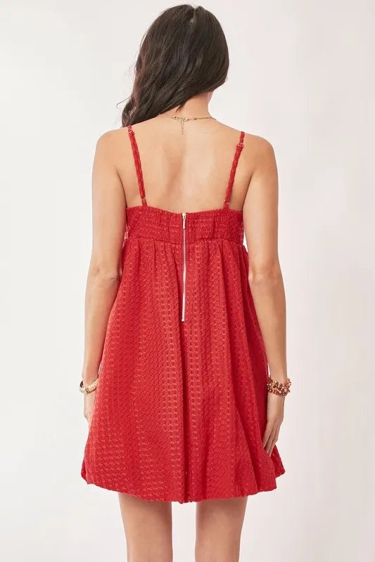 Davi & Dani Textured Sweetheart Neckline Bubble Hem Dress - Chaelisa's New Jammies