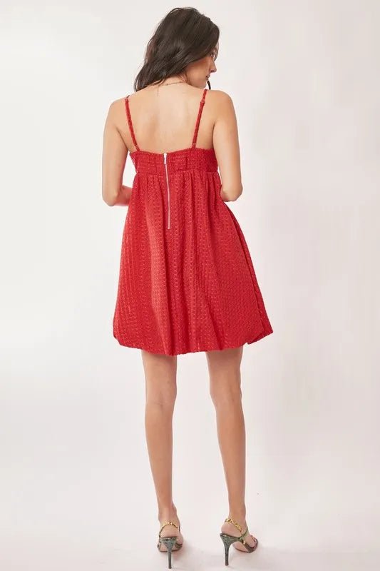 Davi & Dani Textured Sweetheart Neckline Bubble Hem Dress - Chaelisa's New Jammies