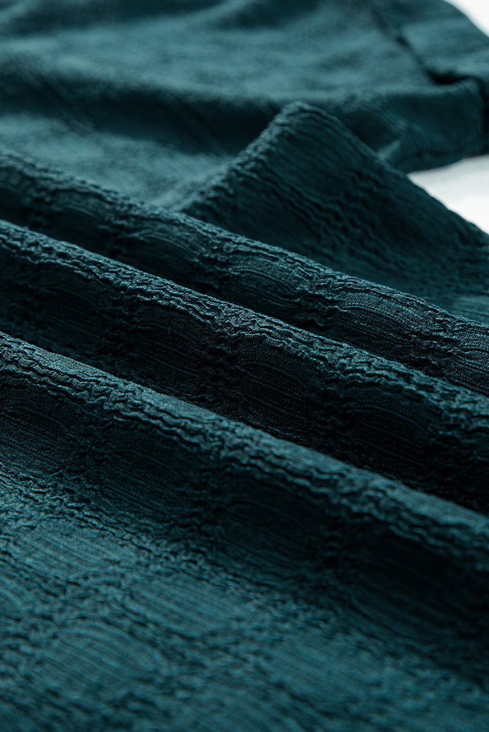 Sea Green Solid Textured Split Neck Short Sleeve Blouse-Chaelisa's New Jammies