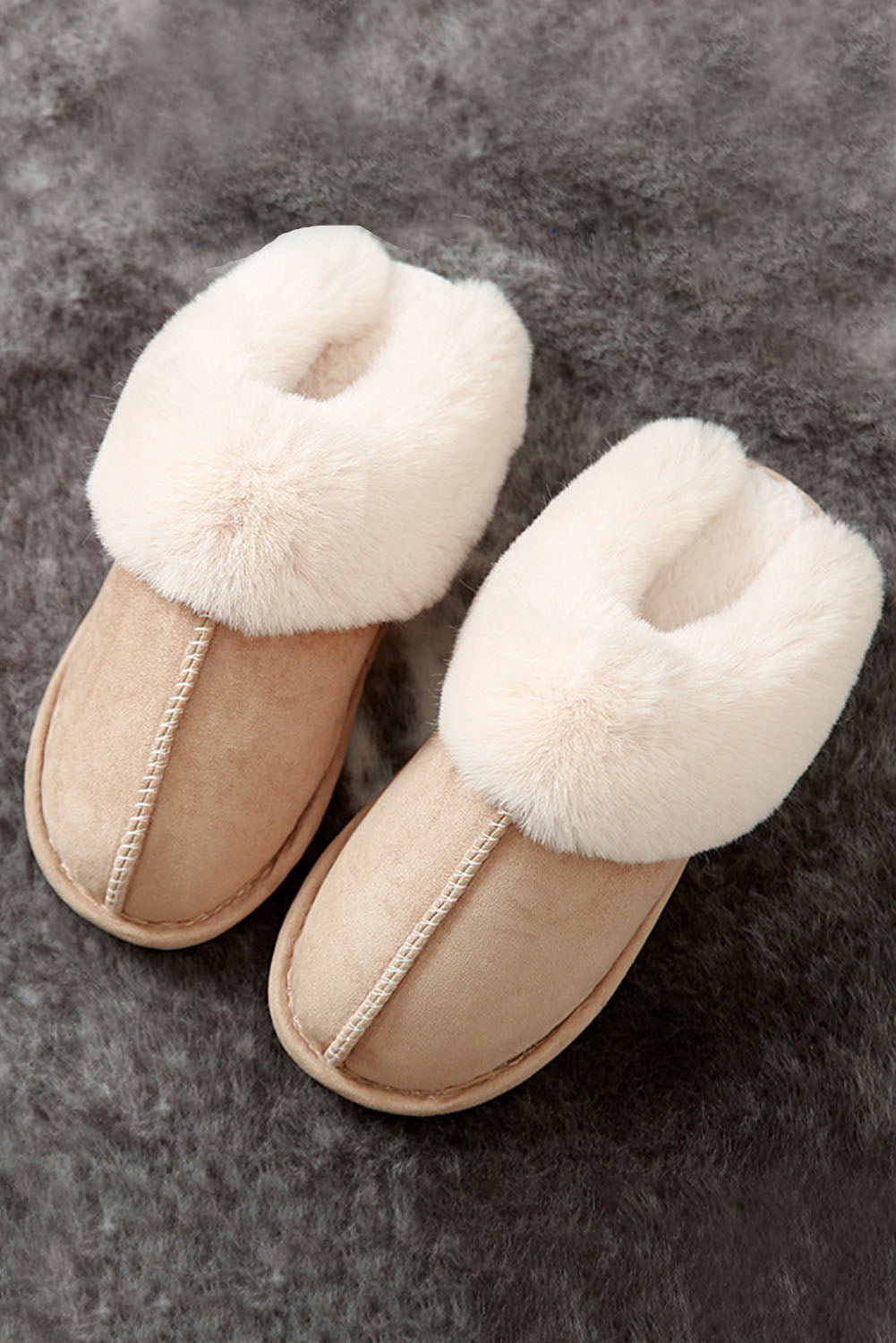 Khaki Cut and Sew Faux Suede Plush Lined Slippers-Chaelisa's New Jammies