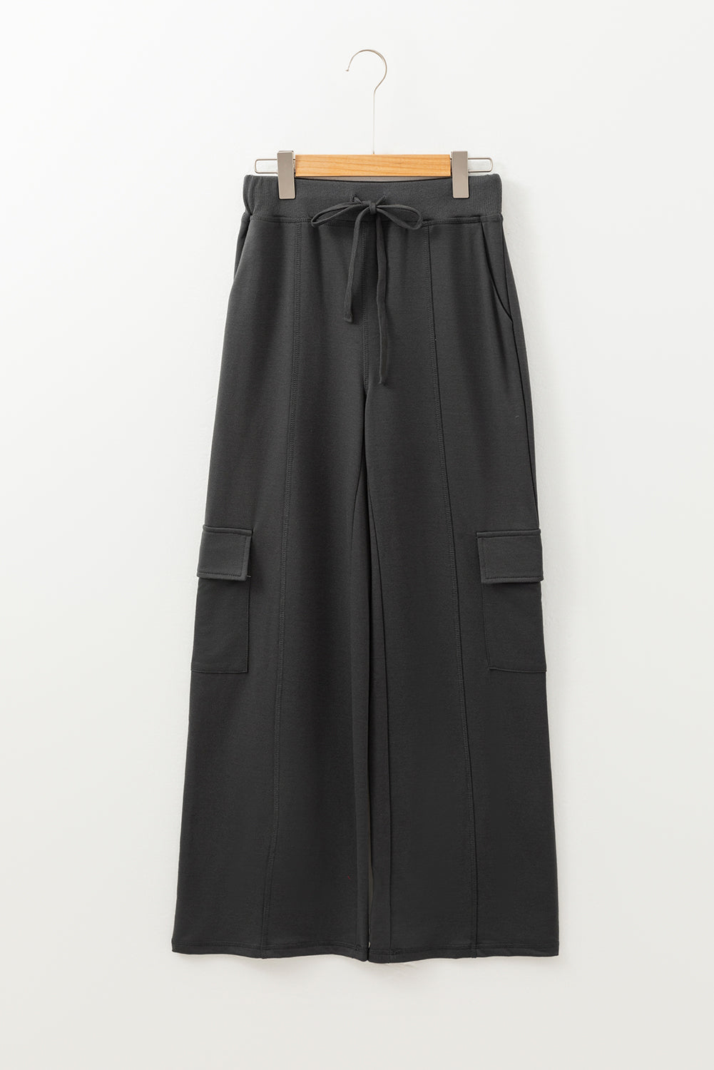 Carbon Grey Cargo Pockets Drawstring Sweatpants-Chaelisa's New Jammies
