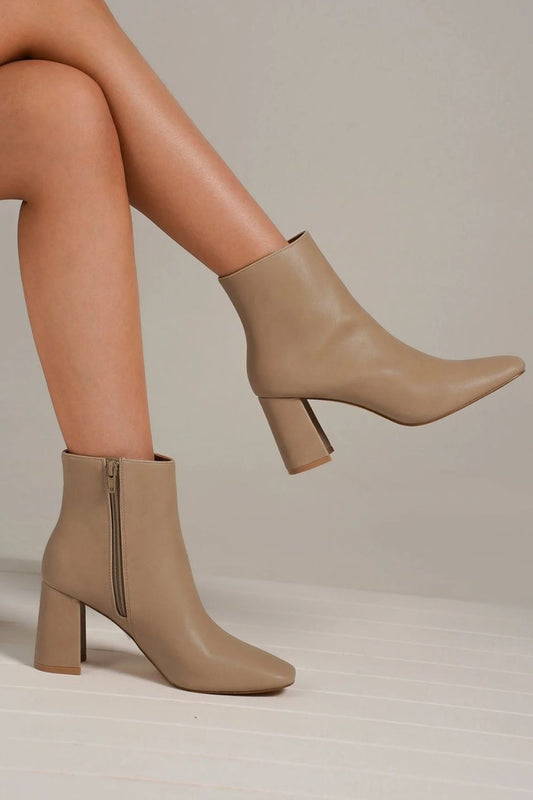 Beast Fashion PU Leather Block Heel Boots with Side Zippers-Chaelisa's New Jammies