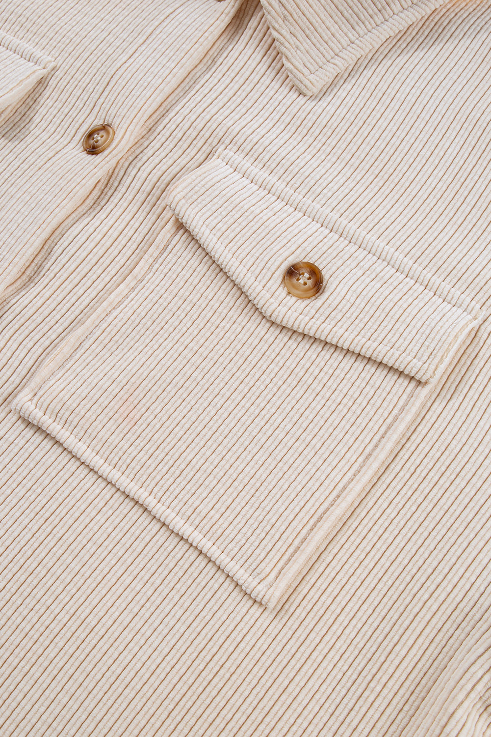 Oatmeal Textured Flap Pockets Buttoned Plus Size Shacket-Chaelisa's New Jammies