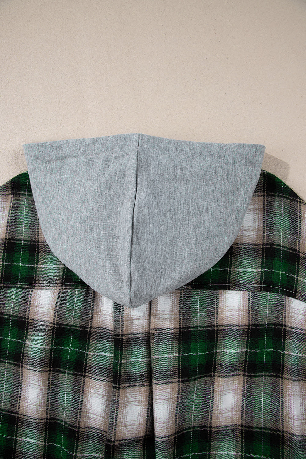 Green Plaid Print Chest Pocket Buttoned Hooded Shacket-Chaelisa's New Jammies