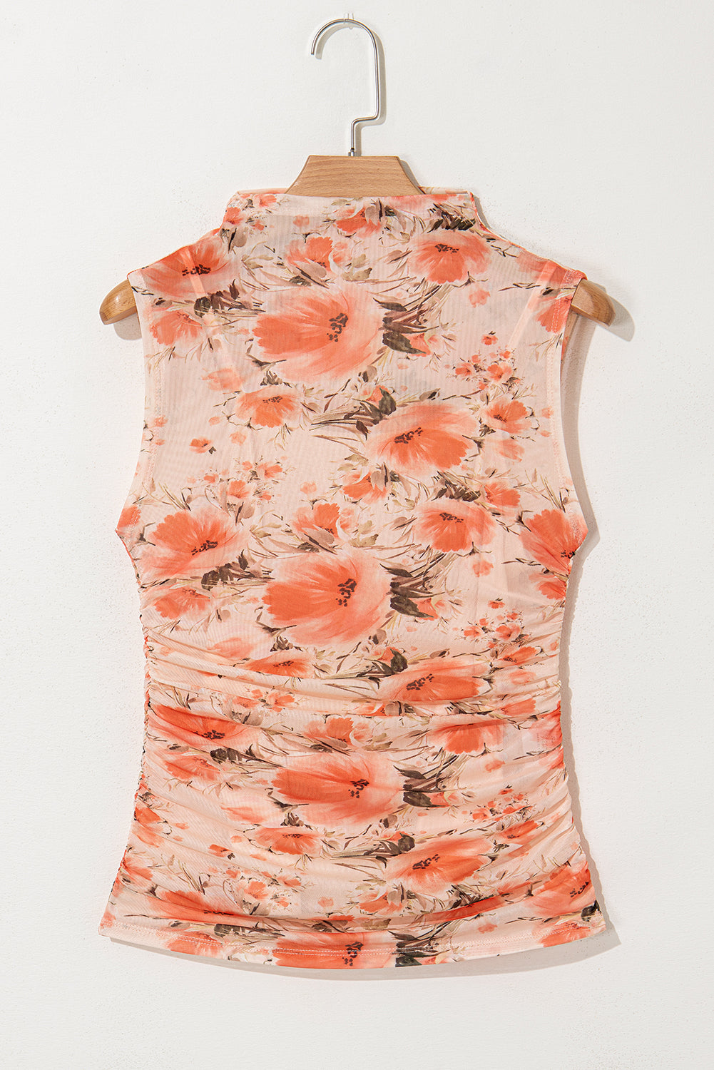 Red Mesh Floral Printed Slim Fit Tank Top-Chaelisa's New Jammies