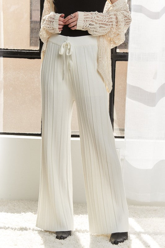 ADORA Tied Wide Leg Knit Pants-Chaelisa's New Jammies