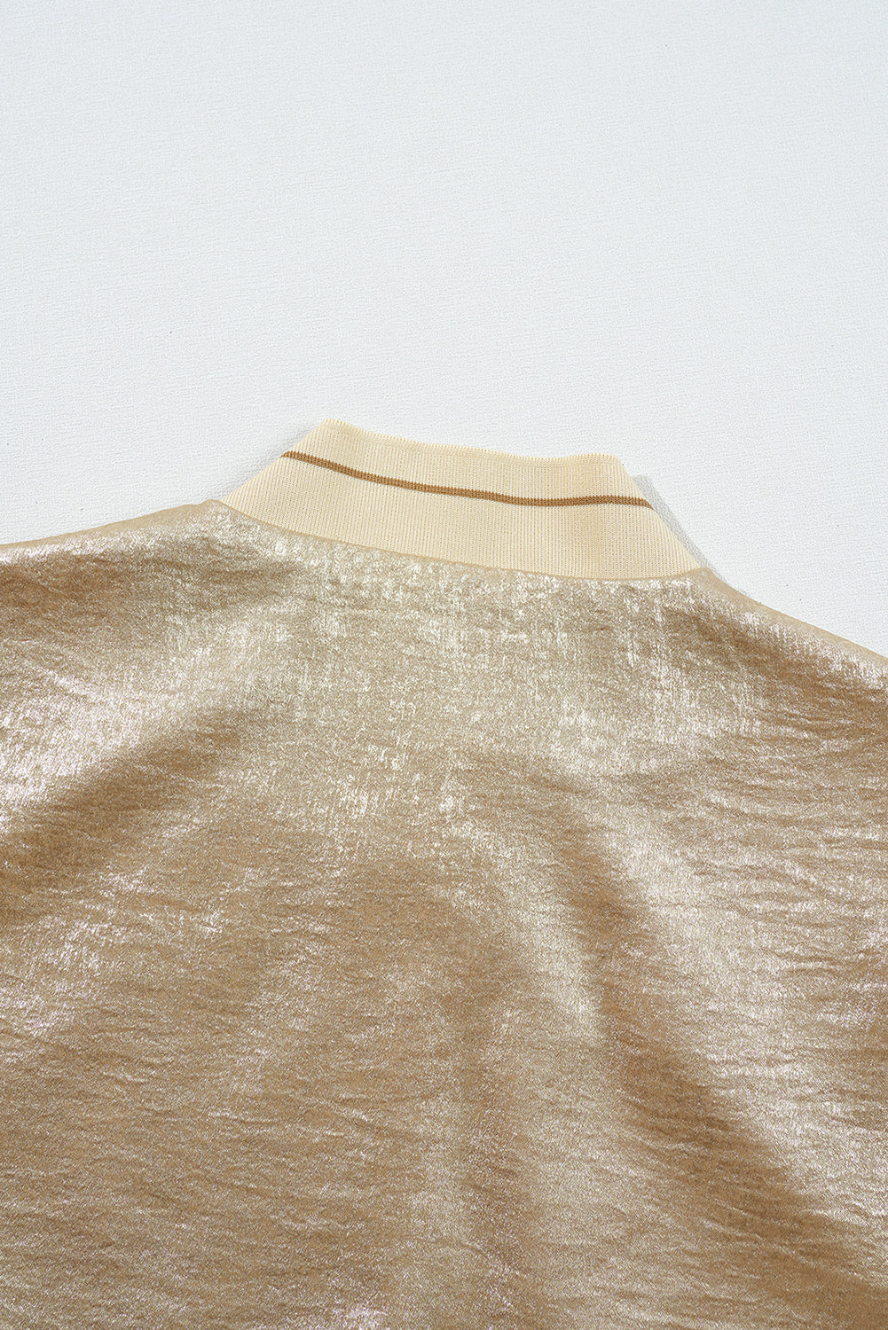 Pale Khaki Metallic Zip up Baseball Jacket-Chaelisa's New Jammies