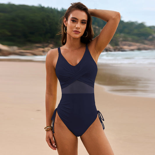 Drawstring Ruched V - Neck One - Piece Swimwear - Chaelisa's New Jammies