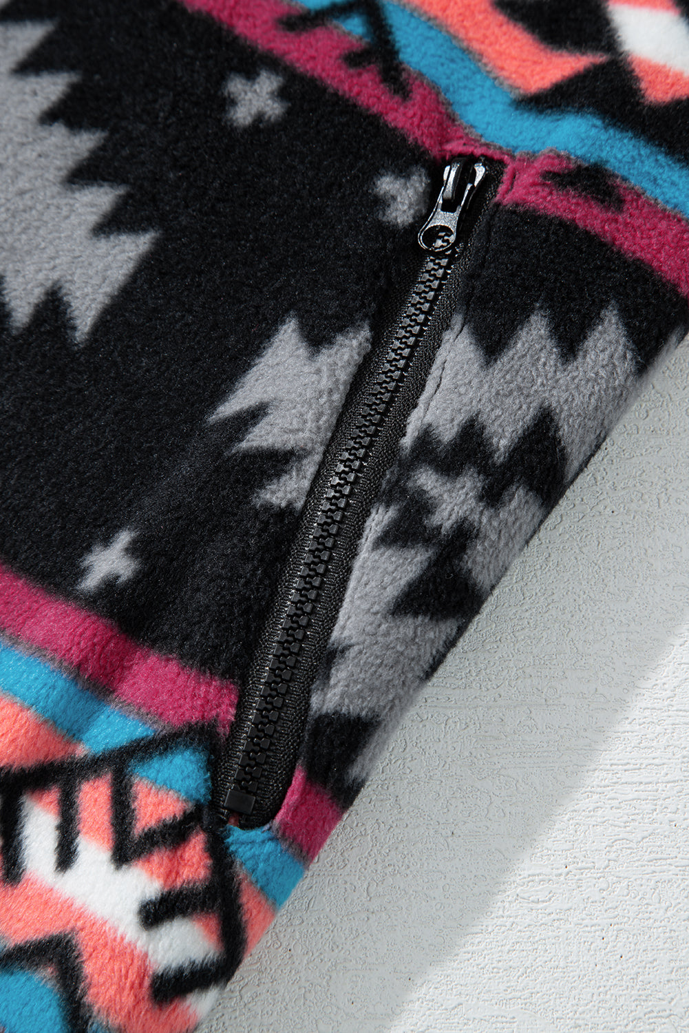 Black Aztec Printed Zip Up Collar Jacket-Chaelisa's New Jammies