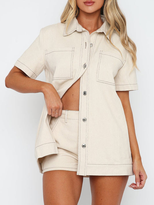 Pocketed Button Up Top and Shorts Set-Chaelisa's New Jammies