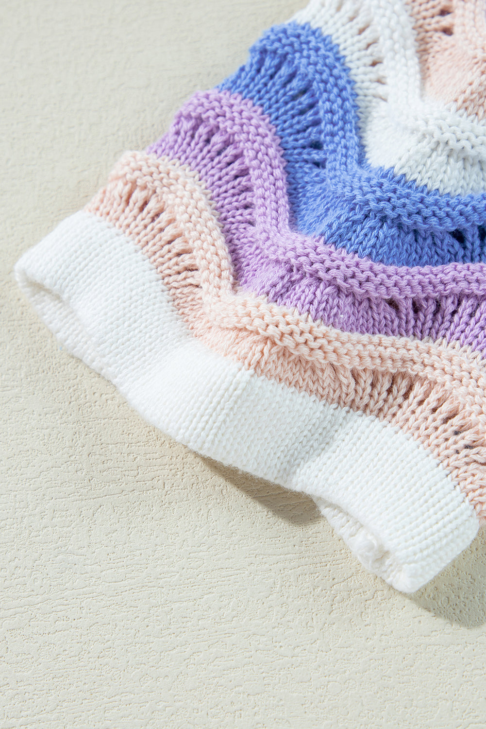 Purple Stripe Wavy Pointelle Knit Drop Shoulder Sweater-Chaelisa's New Jammies