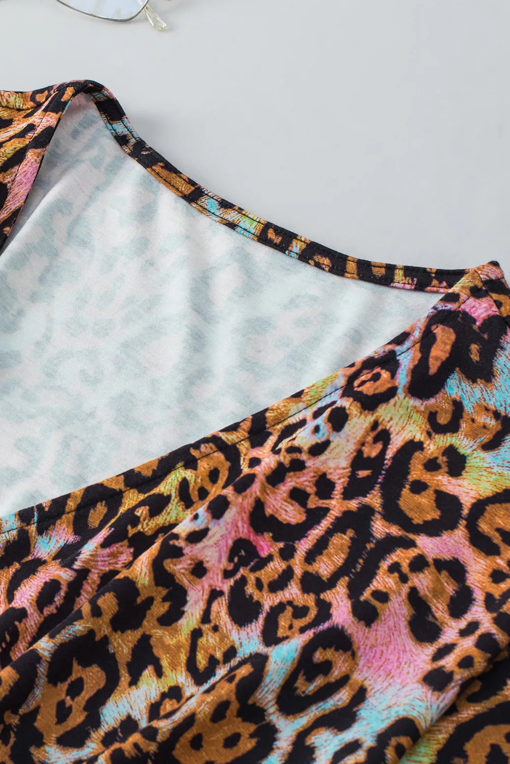 Leopard V-Neck Half Sleeve Blouse-Chaelisa's New Jammies