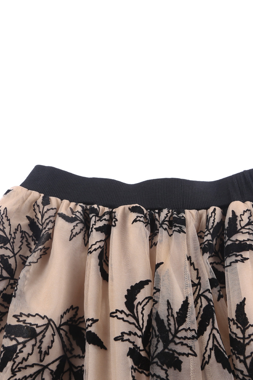 Apricot Floral Leaves Embroidered High Waist Maxi Skirt-Chaelisa's New Jammies