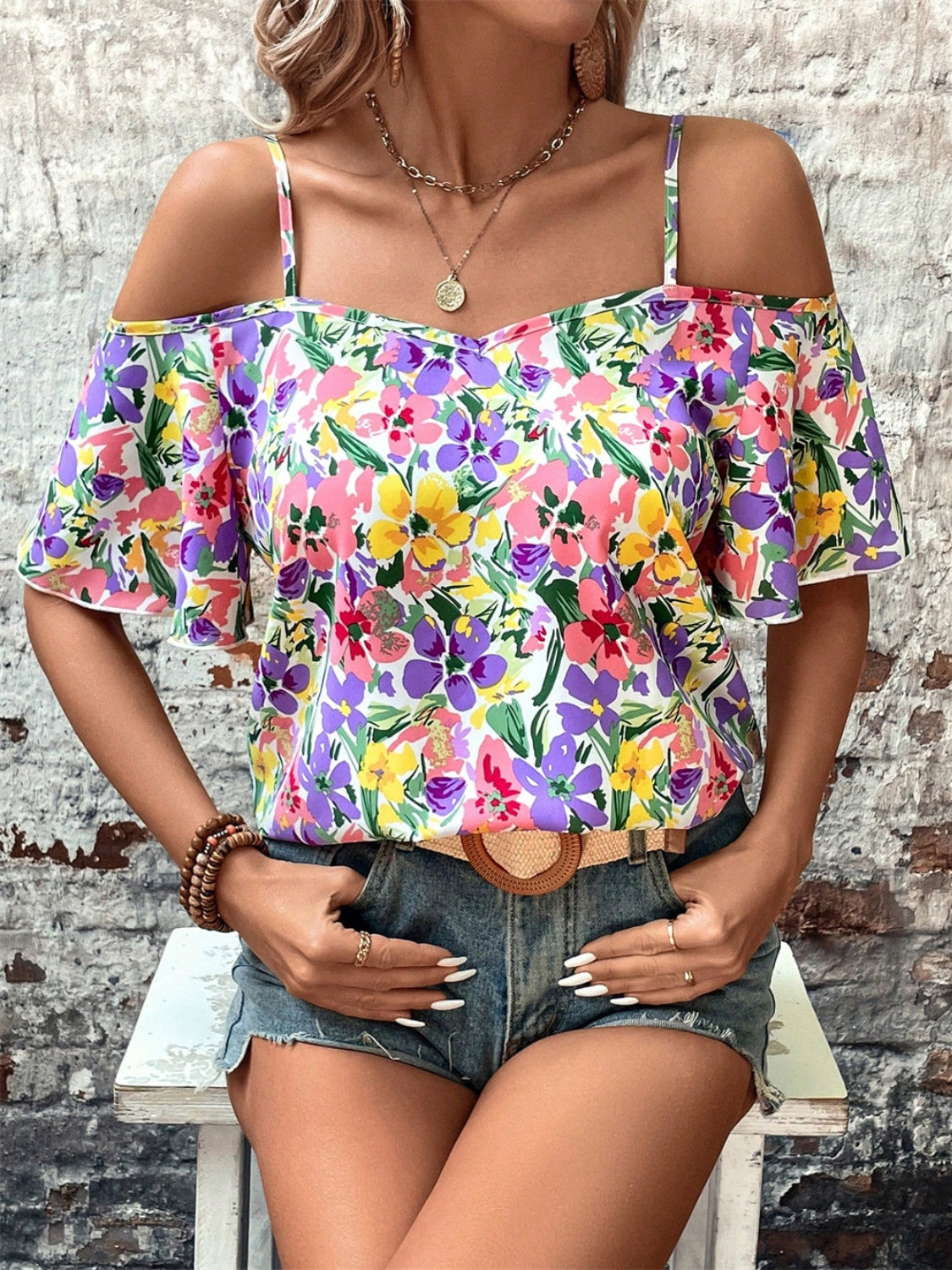 Floral Half Sleeve Blouse-Chaelisa's New Jammies