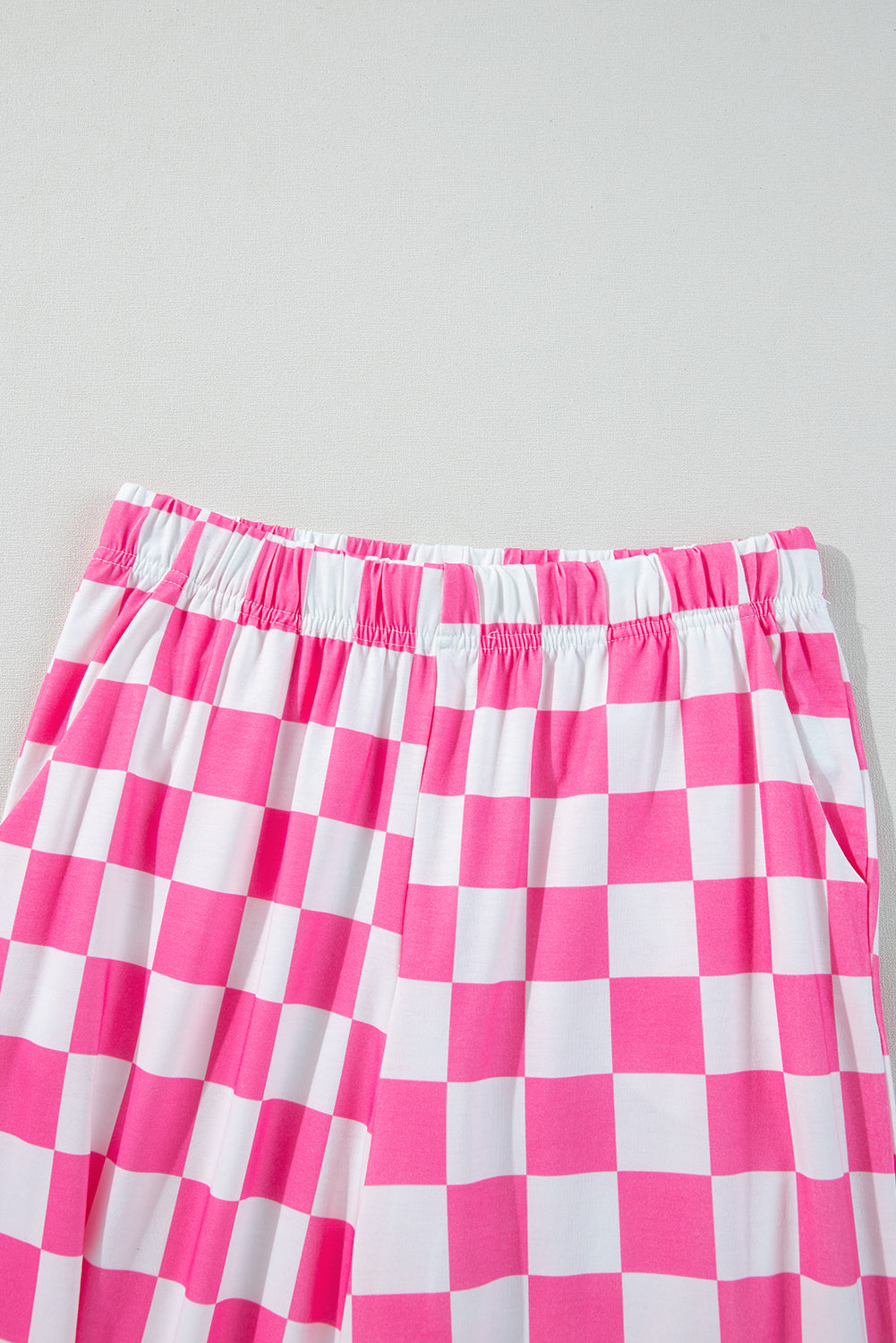 Bonbon 2-Tone Checked Print High Waist Wide Leg Pants-Chaelisa's New Jammies