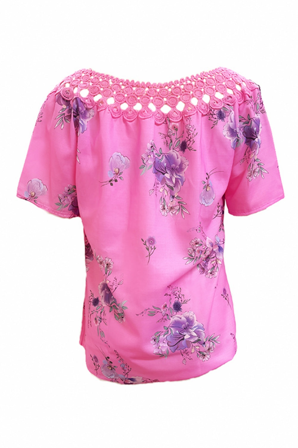 Full Size Printed Tie Neck Short Sleeve Blouse-Chaelisa's New Jammies