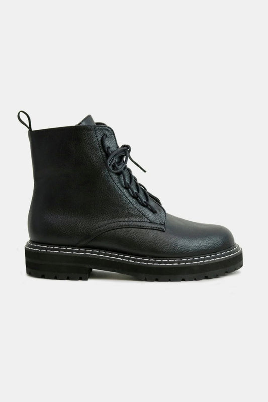 Beast Fashion Faux Leather Lace-Up Boots with Side Zipper-Chaelisa's New Jammies
