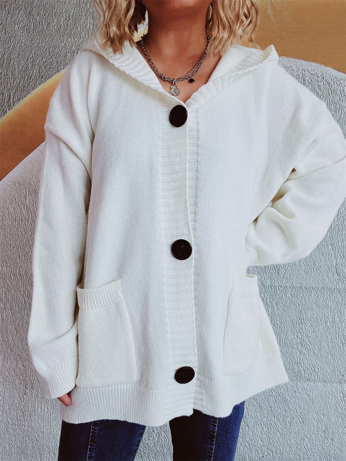 Dropped Shoulder Long Sleeve Hooded Cardigan-Chaelisa's New Jammies