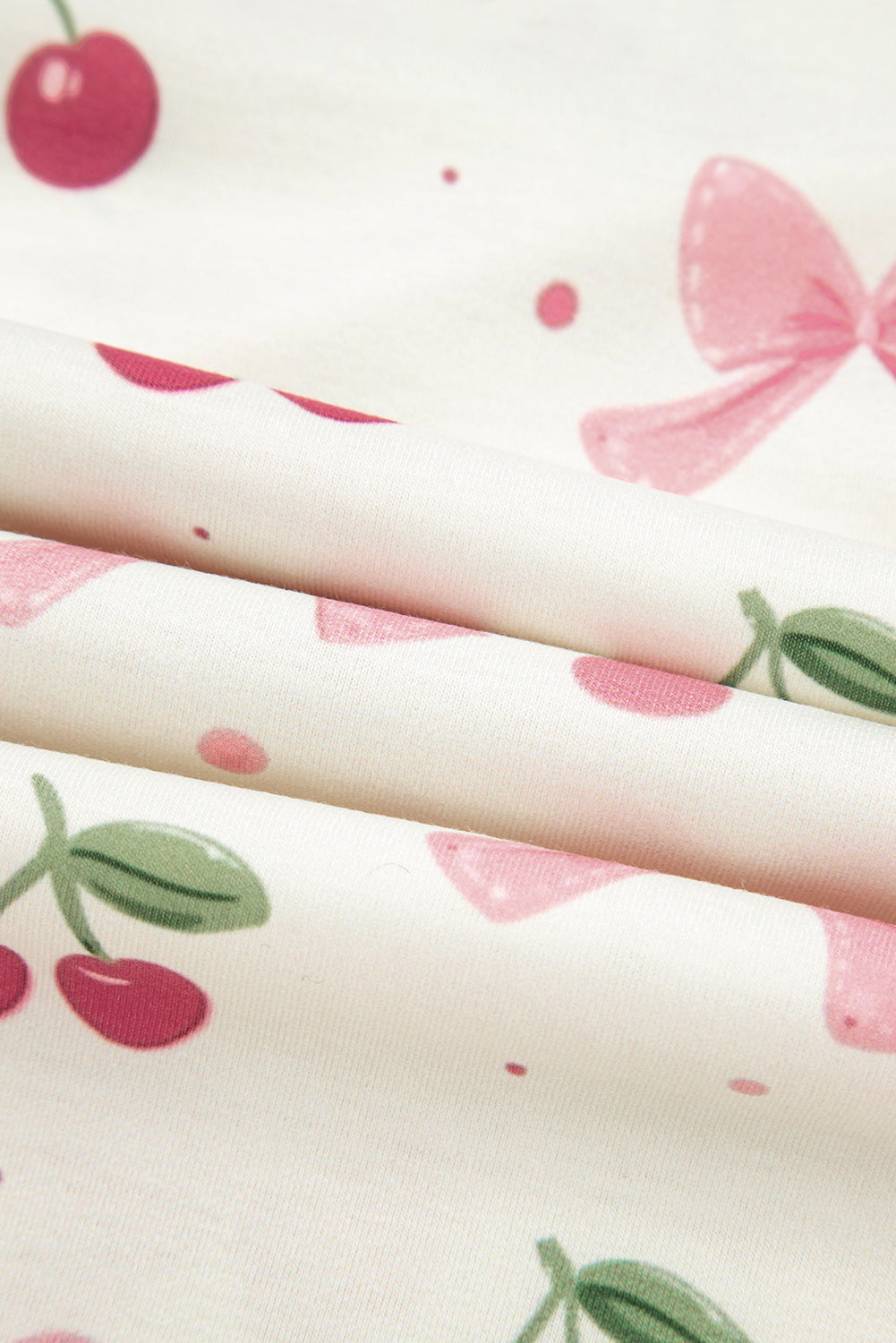 Beige Bow Fruit Print Contrast Pipping Short Pajamas Set-Chaelisa's New Jammies