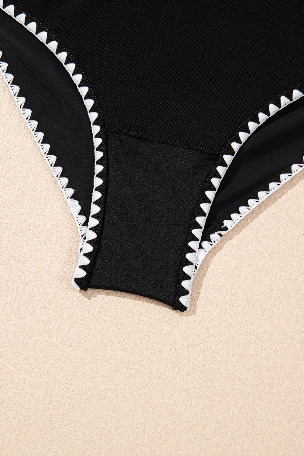Black Ric Rac Trim Contrasted Patchwork Cutout One Piece Swimsuit-Chaelisa's New Jammies