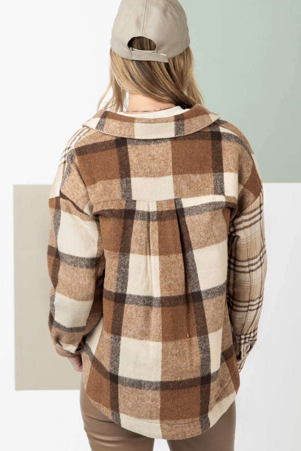 Light French Beige Flannel Plaid Double Flap Pocket Shacket-Chaelisa's New Jammies