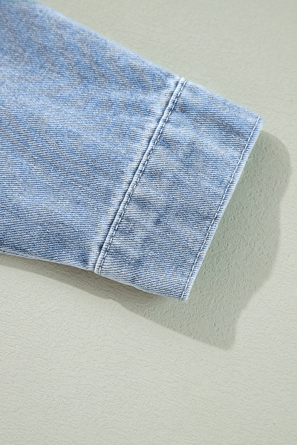 Beau Blue Ruffle Raw Hem Flap Pockets Denim Jacket-Chaelisa's New Jammies