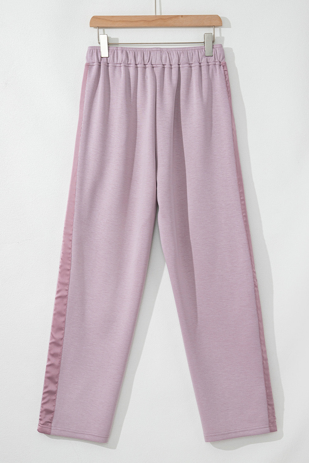 Orchid Petal Drawstring Waist Satin Stripe Patch Straight Leg High Waist Pants-Chaelisa's New Jammies