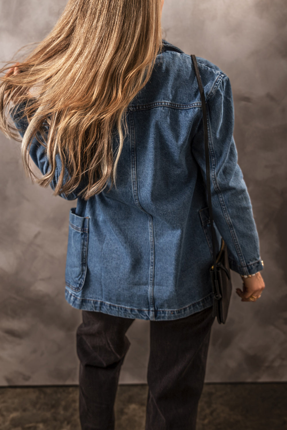 Sail Blue Side Pockets Lapel Collar Denim Jacket-Chaelisa's New Jammies