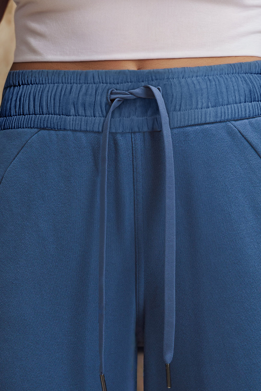 Sail Blue Drawstring High Waist Wide Leg Pocketed Sweatpants-Chaelisa's New Jammies