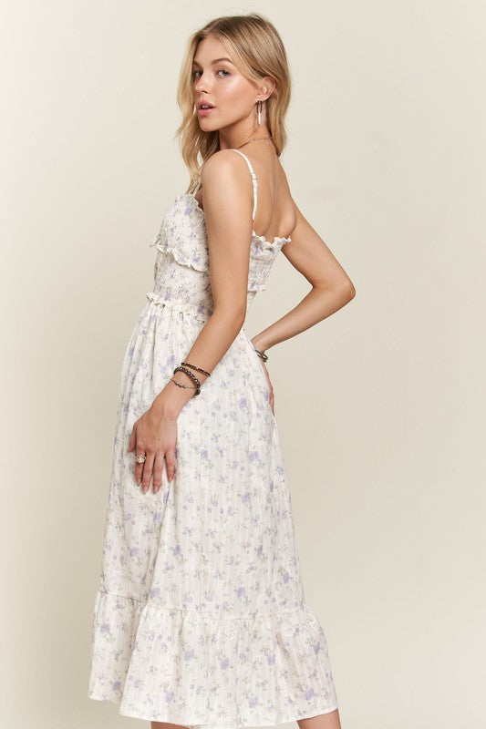 ADORA Smocked Floral Sweetheart Neck Cami Dress-Chaelisa's New Jammies