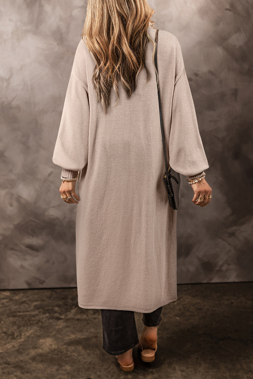 Beige Side Pockets Open Front Long Knitted Cardigan-Chaelisa's New Jammies