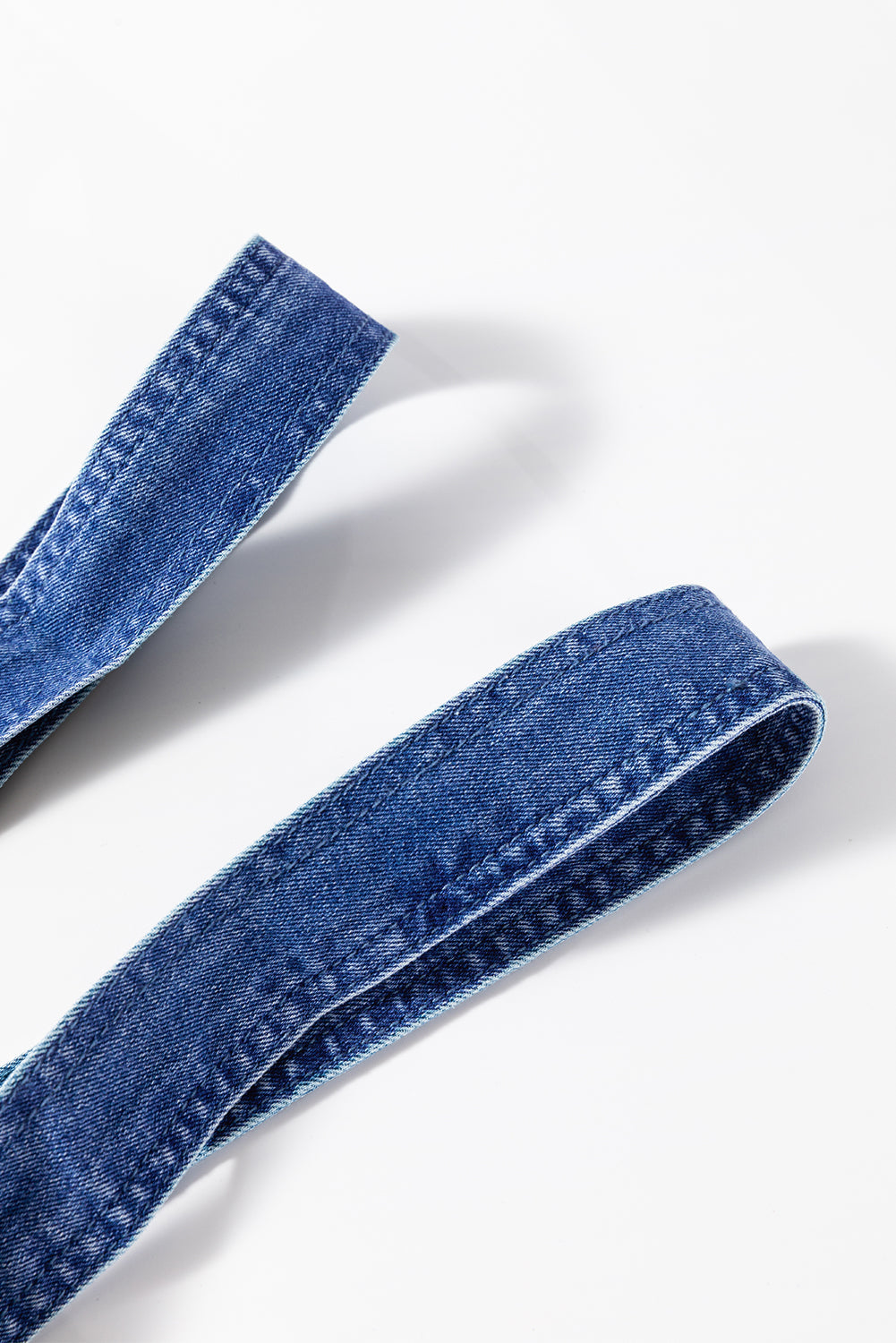 Prussian Blue Mineral Wash Knotted Strap Patched Pocket Wide Leg Denim Overalls-Chaelisa's New Jammies