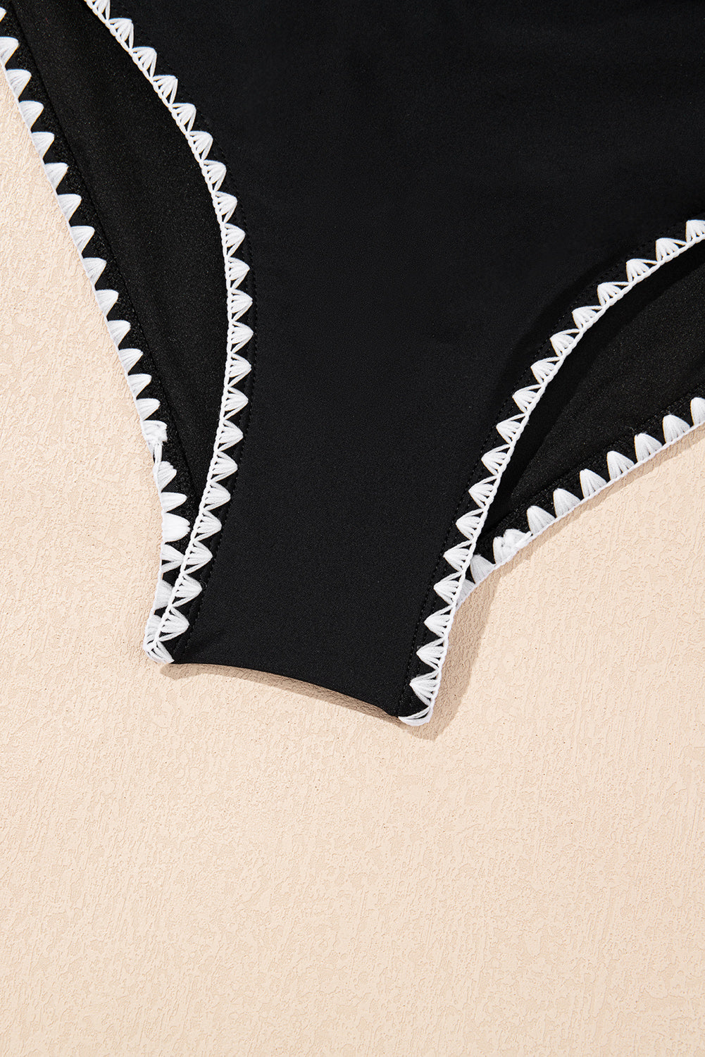 Black Ric Rac Trim Contrasted Patchwork Cutout One Piece Swimsuit-Chaelisa's New Jammies