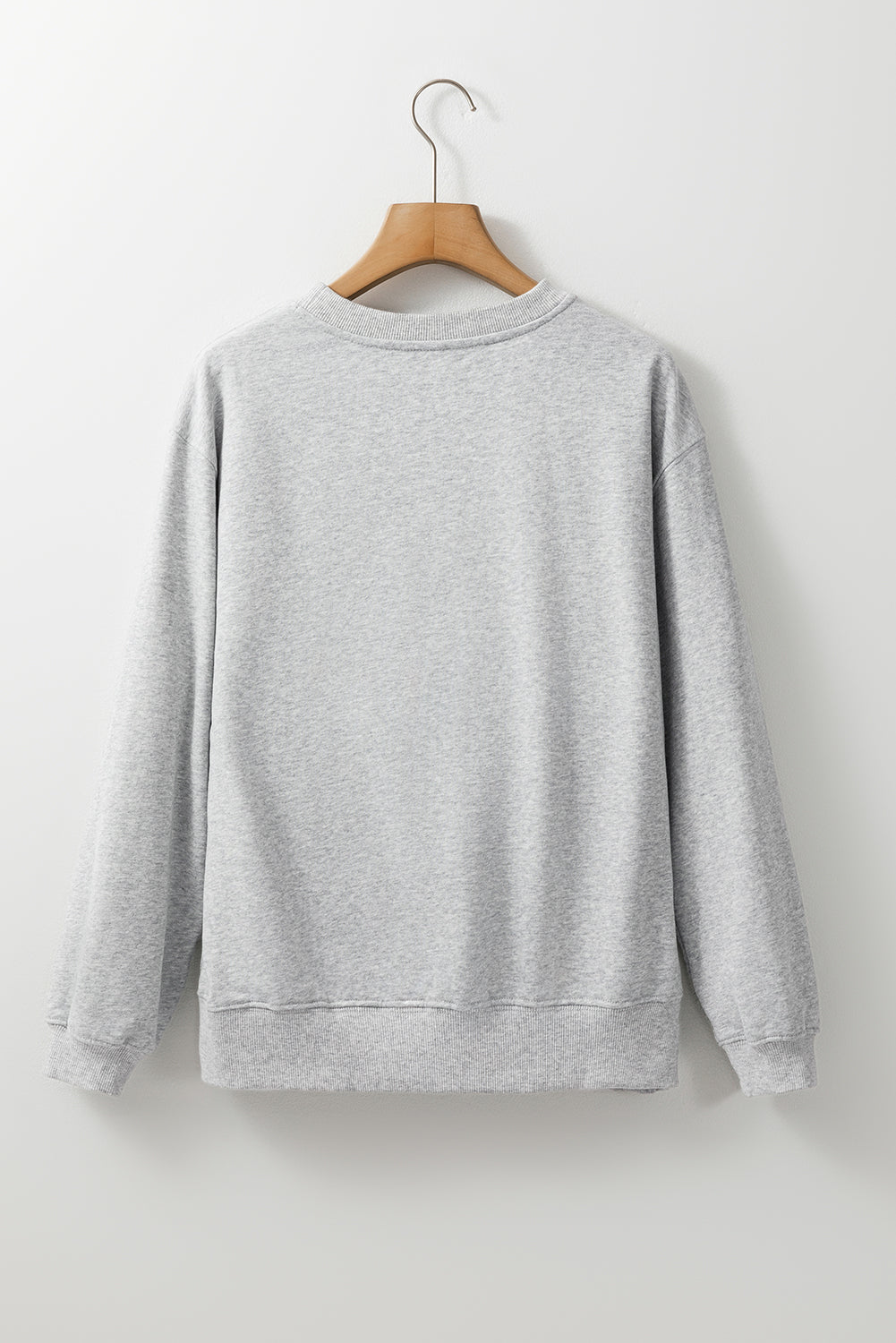 Light Grey Plain Drop Shoulder Crewneck Pullover Sweatshirt-Chaelisa's New Jammies