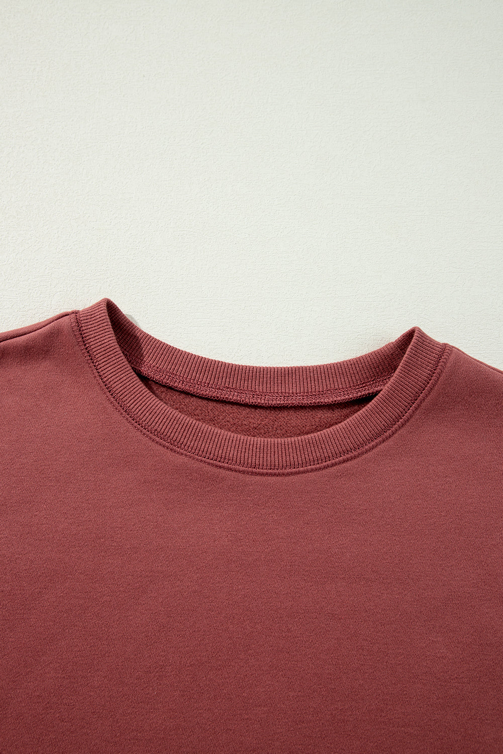 Mineral Red Two Tone Patchwork Drop Shoulder Pullover Sweatshirt-Chaelisa's New Jammies