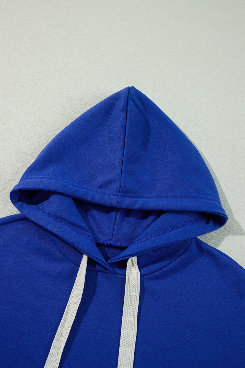 Dark Blue Solid Drop Shoulder Drawstring Cropped Hoodie-Chaelisa's New Jammies