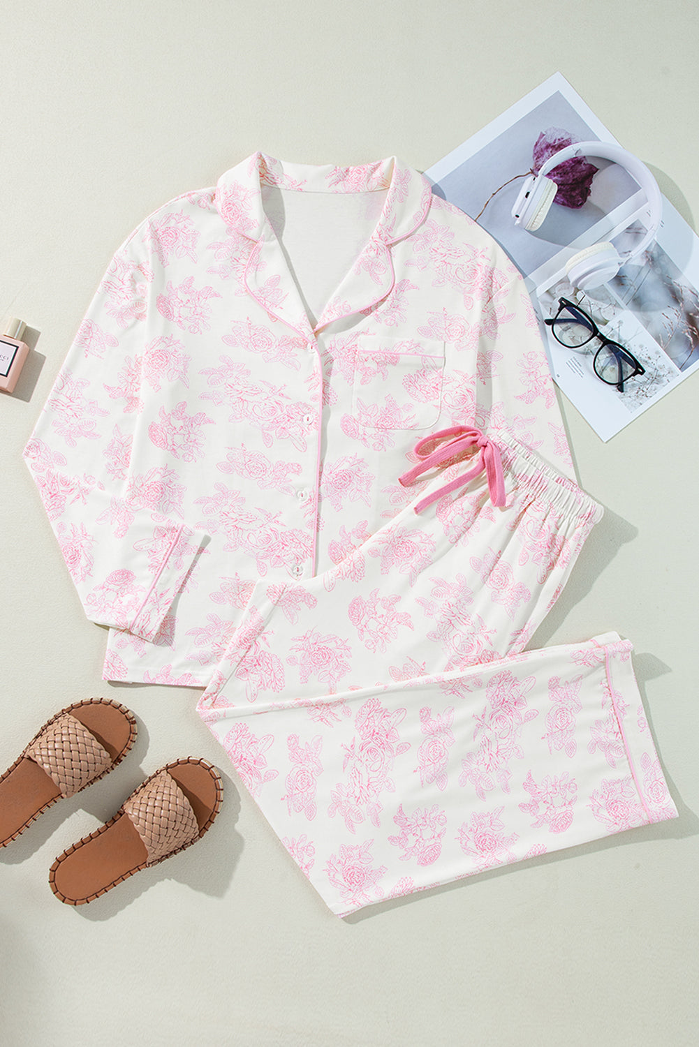 Pink Floral Long Sleeve and Pants Pajamas Set-Chaelisa's New Jammies