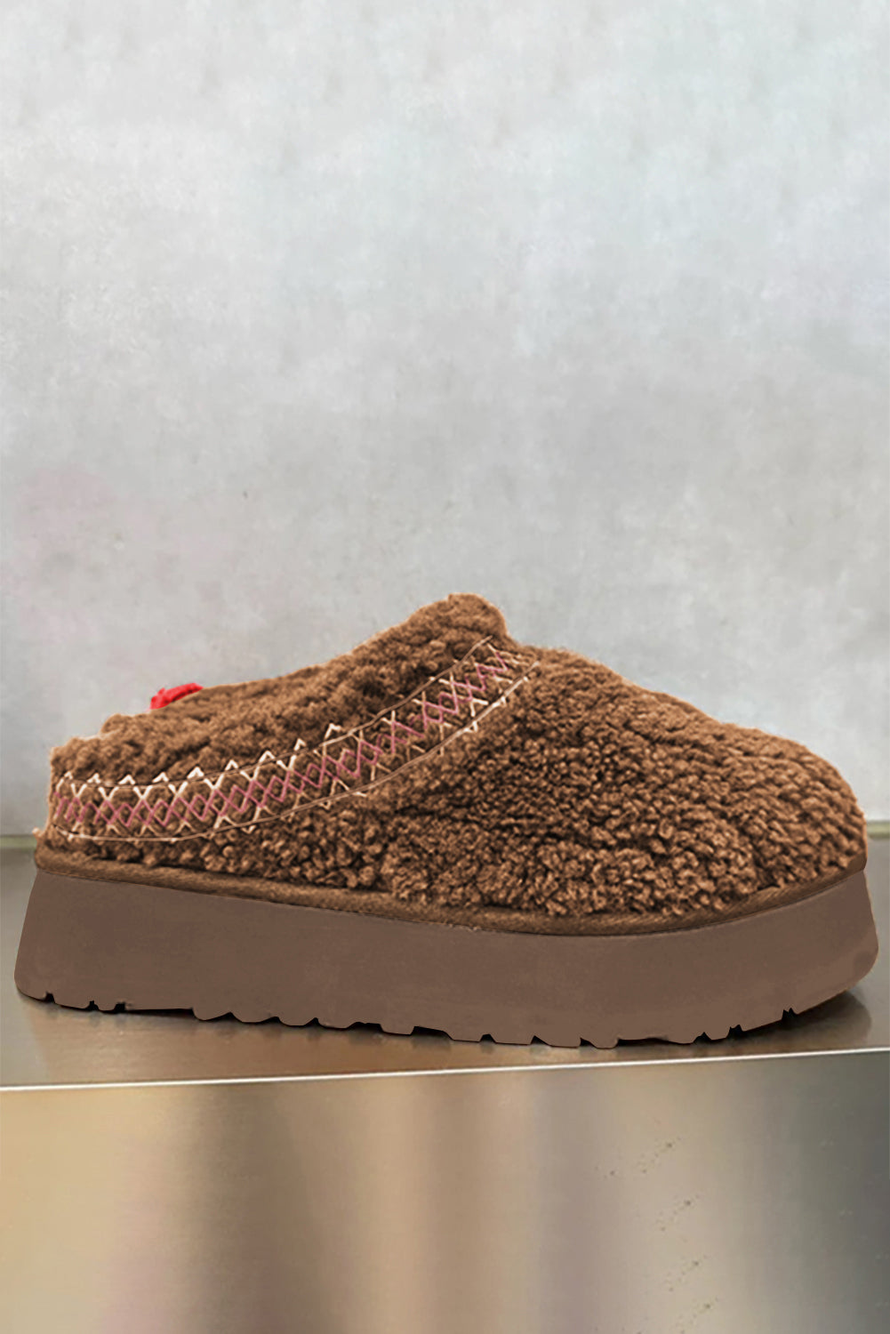 Chestnut Embroidered Sherpa Plush Thick Sole Snow Boots-Chaelisa's New Jammies