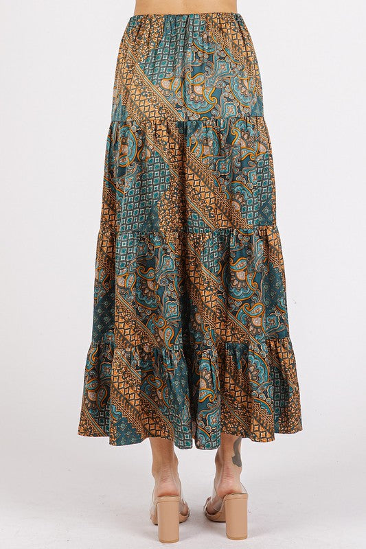 Mittoshop Paisley Patchwork Print Satin Maxi Skirt-Chaelisa's New Jammies