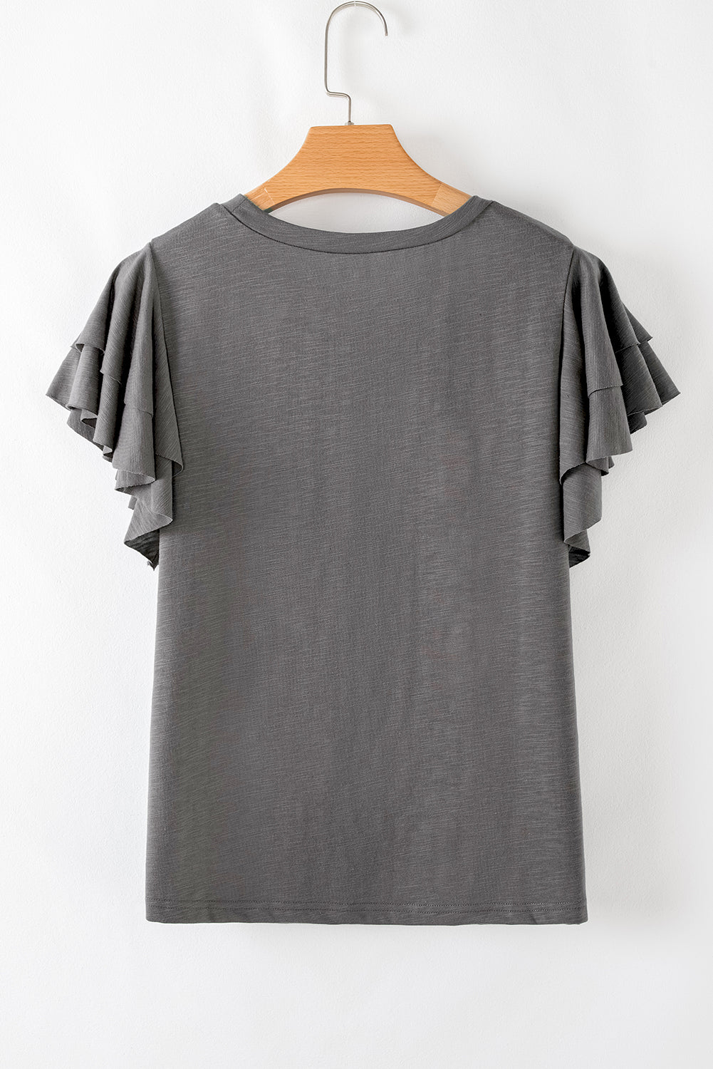 Dark Grey Layered Ruffle Short Sleeve Round Neck Top-Chaelisa's New Jammies