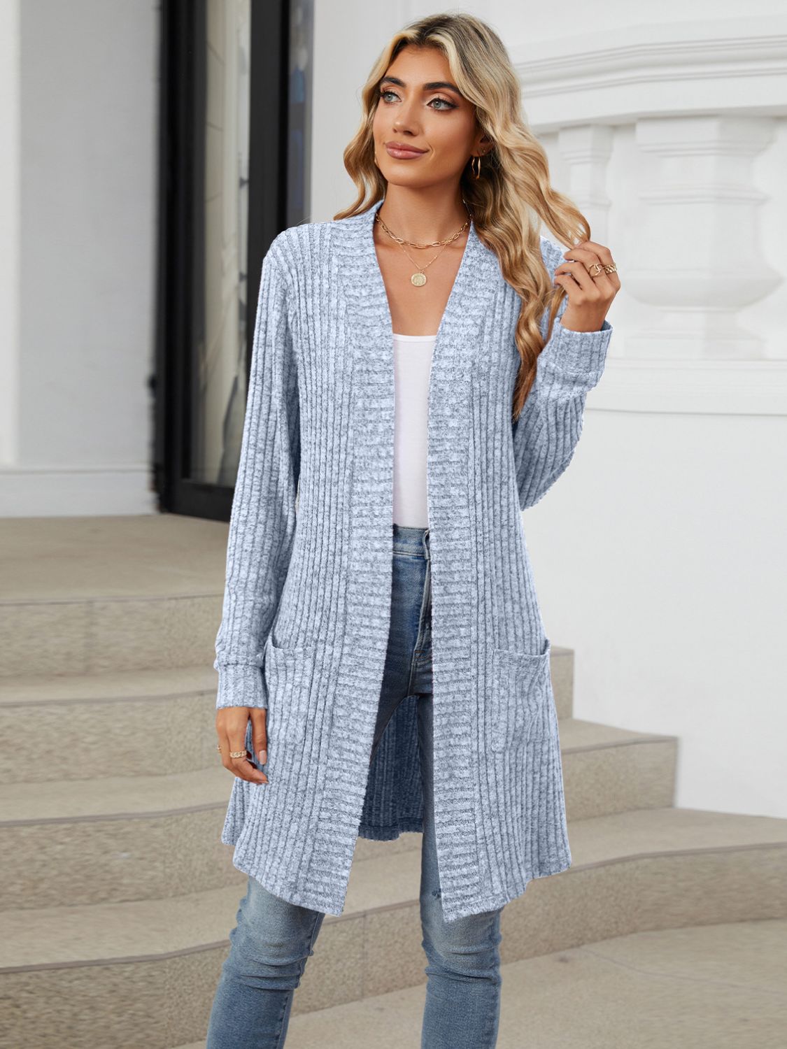 Open Front Long Sleeve Cardigan-Chaelisa's New Jammies