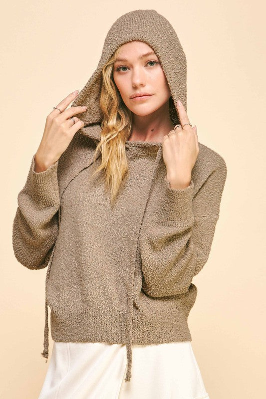 Davi & Dani Drop Shoulder Long Sleeve Hooded Sweater-Chaelisa's New Jammies