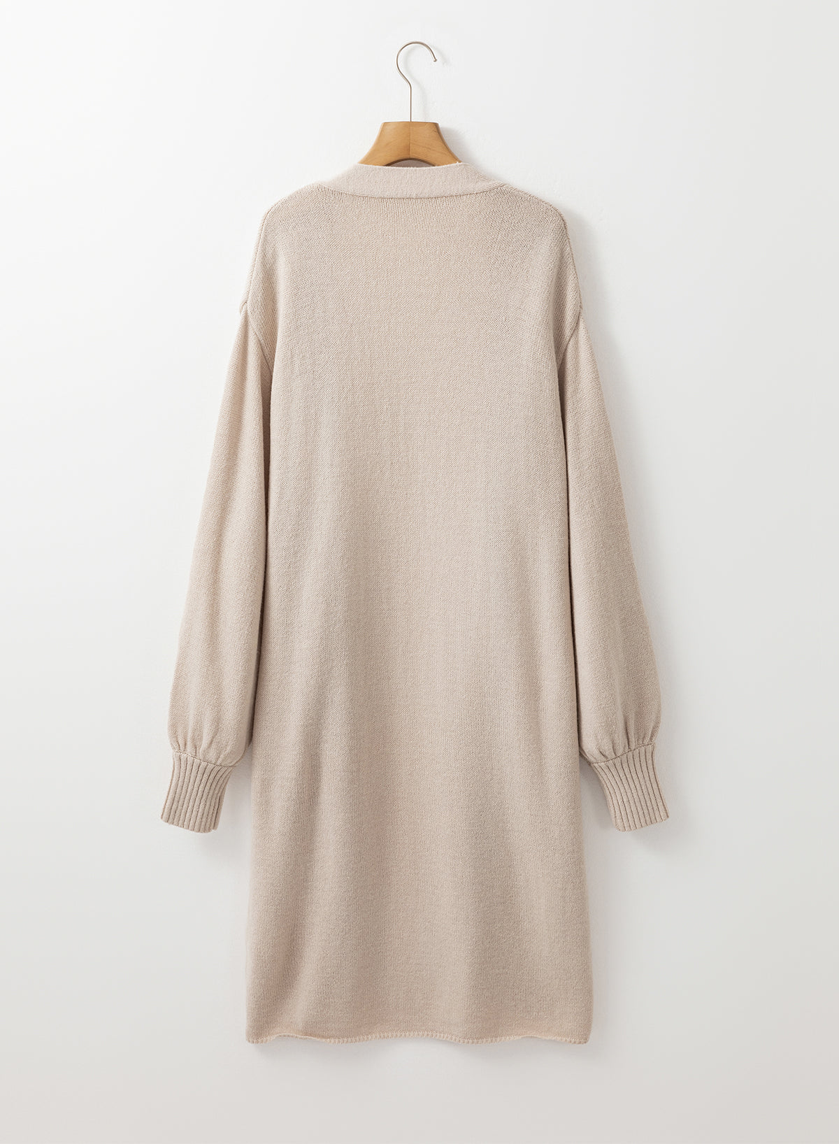 Beige Side Pockets Open Front Long Knitted Cardigan-Chaelisa's New Jammies