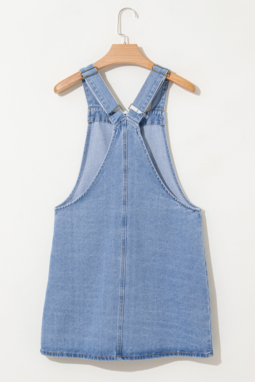 Beau Blue Wide Strap Button Front Pocketed Denim Mini Dress-Chaelisa's New Jammies