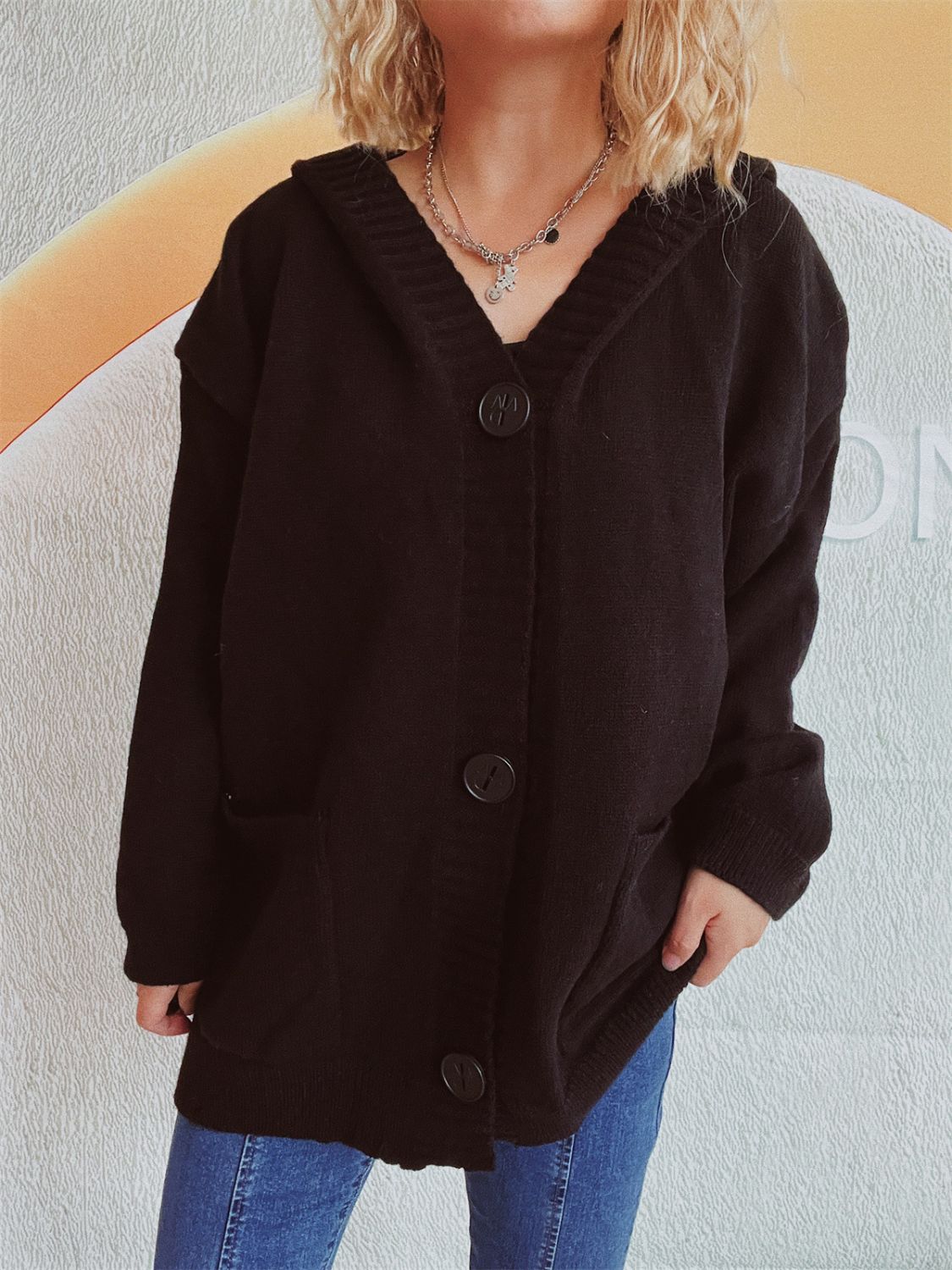 Dropped Shoulder Long Sleeve Hooded Cardigan-Chaelisa's New Jammies