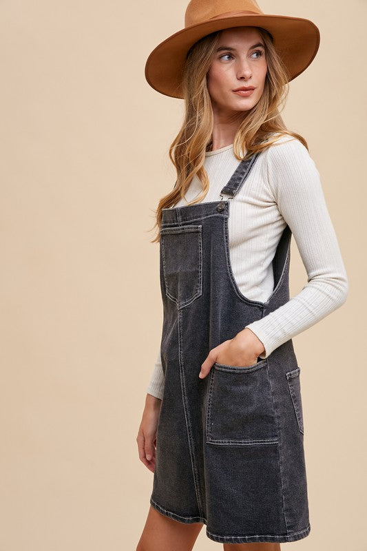 Annie Wear Wide Strap Denim Overall Dress with Pockets-Chaelisa's New Jammies